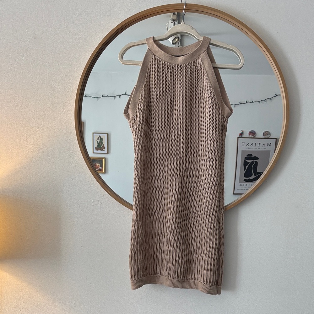 Quince Sleeveless Brown Knit Cover Up Dress